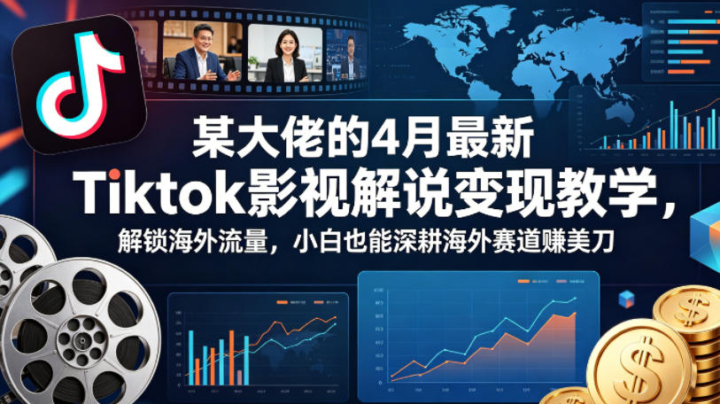 某大佬的4月最新Tiktok影视解说变现教学，解锁海外流量，小白也能深耕海外赛道賺美刀-huitchan网创
