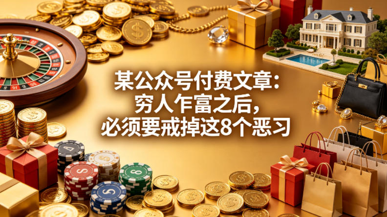 某公众号付费文章：穷人乍富之后，必须要戒掉这8个恶习-huitchan网创