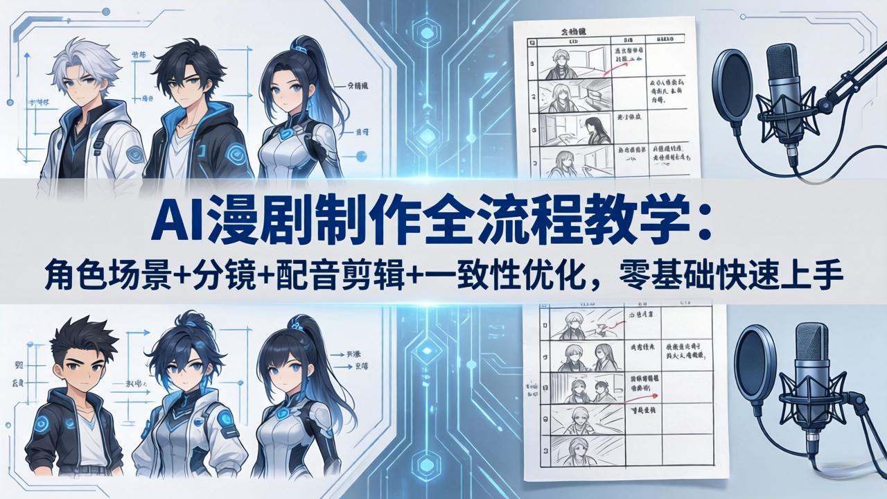 AI漫剧制作全流程教学：角色场景+分镜+配音剪辑+一致性优化，零基础快速上手-huitchan网创