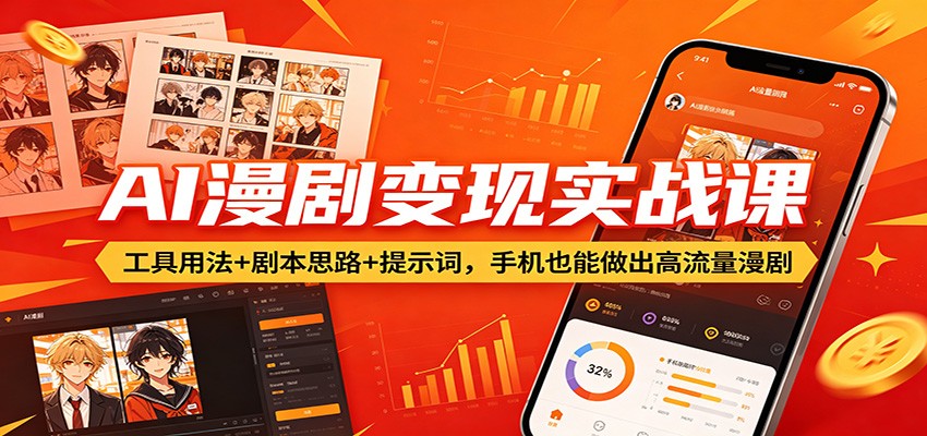AI漫剧变现实战课：工具用法+剧本思路+提示词，手机也能做出高流量漫剧-huitchan网创