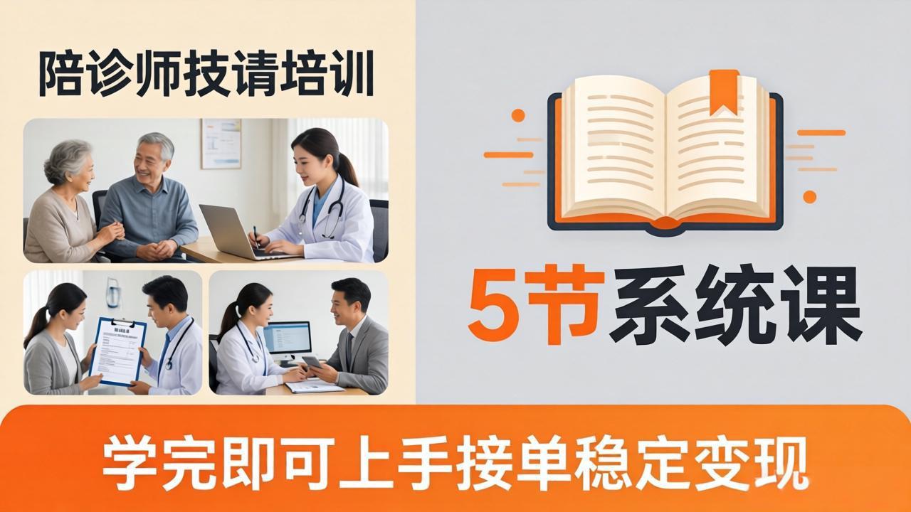 想做陪诊师不知从何下手？5节系统课教你掌握核心技能，学完即可上手接单稳定变现-huitchan网创