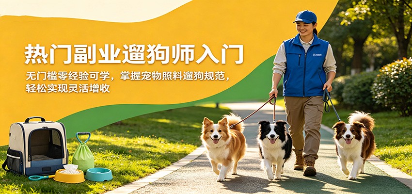 热门副业遛狗师入门，无门槛零经验可学，掌握宠物照料遛狗规范，轻松实现灵活增收-huitchan网创