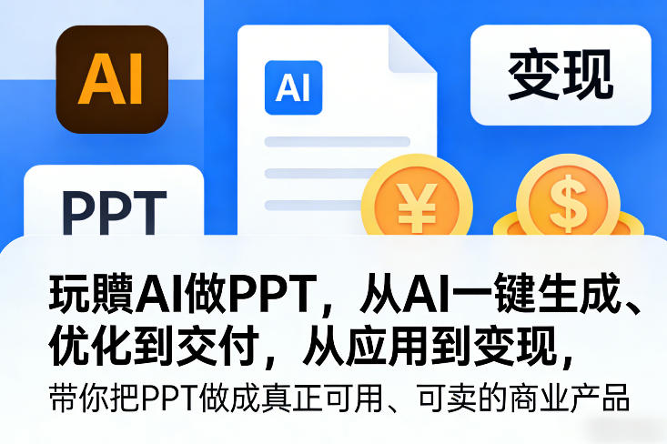 玩賺AI做PPT，从AI一键生成、优化到交付，从应用到变现，带你把PPT做成真正可用、可卖的商业产品(更新0421)-huitchan网创
