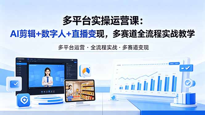 某团队多平台实操运营课-更新26年4月20：AI剪辑+数字人+直播变现，多赛道全流程实战教学-huitchan网创