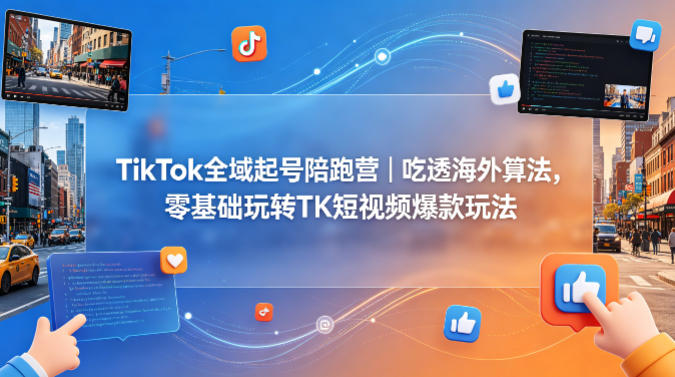 TikTok全域起号陪跑营｜吃透海外算法，零基础玩转TK短视频爆款玩法-huitchan网创