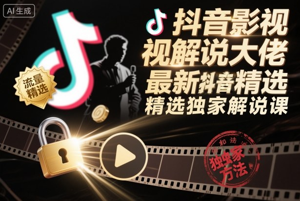 抖音影视解说大佬最新抖音进精选和独家方法，精选独家解说课(更新26年3月)-huitchan网创