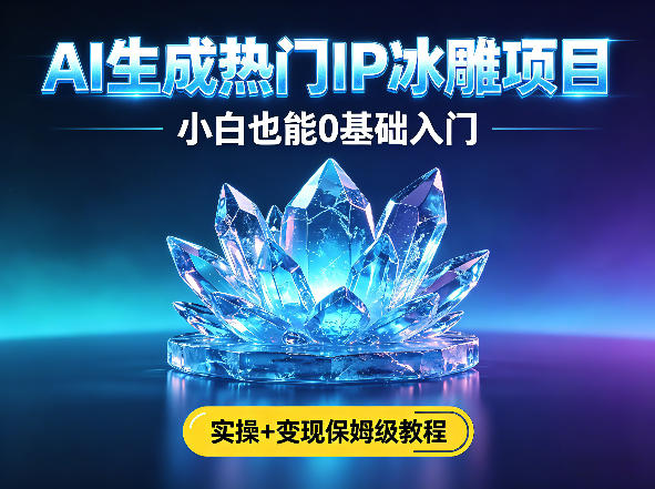 AI生成热门ip冰雕项目，小白也能0基础入门，实操+变现保姆级教程-huitchan网创