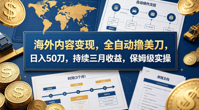 海外内容变现，全自动撸美刀，日入50刀，持续三月收益，保姆级实操【揭秘】-huitchan网创