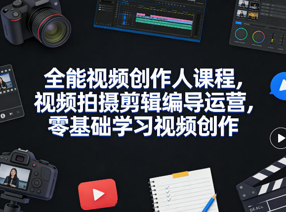 全能视频创作人课程，视频拍摄剪辑编导运营，零基础学习视频创作(更新2026年4月)-huitchan网创