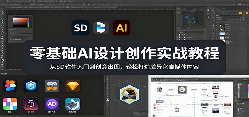 零基础AI设计创作实战教程：从SD软件入门到创意出图，轻松打造差异化自媒体内容-huitchan网创