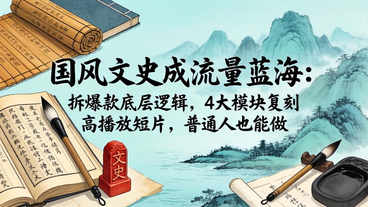 国风文史成流量蓝海：拆爆款底层逻辑，4大模块复刻高播放短片，普通人也能做-huitchan网创