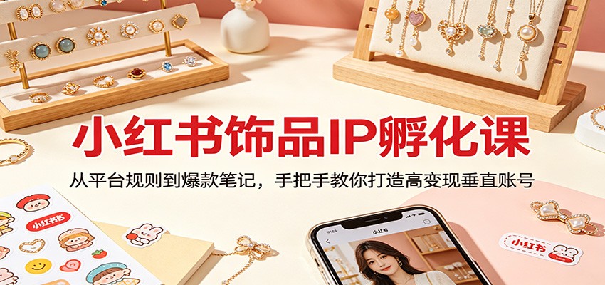 小红书饰品IP孵化课：从平台规则到爆款笔记，手把手教你打造高变现垂直账号-huitchan网创