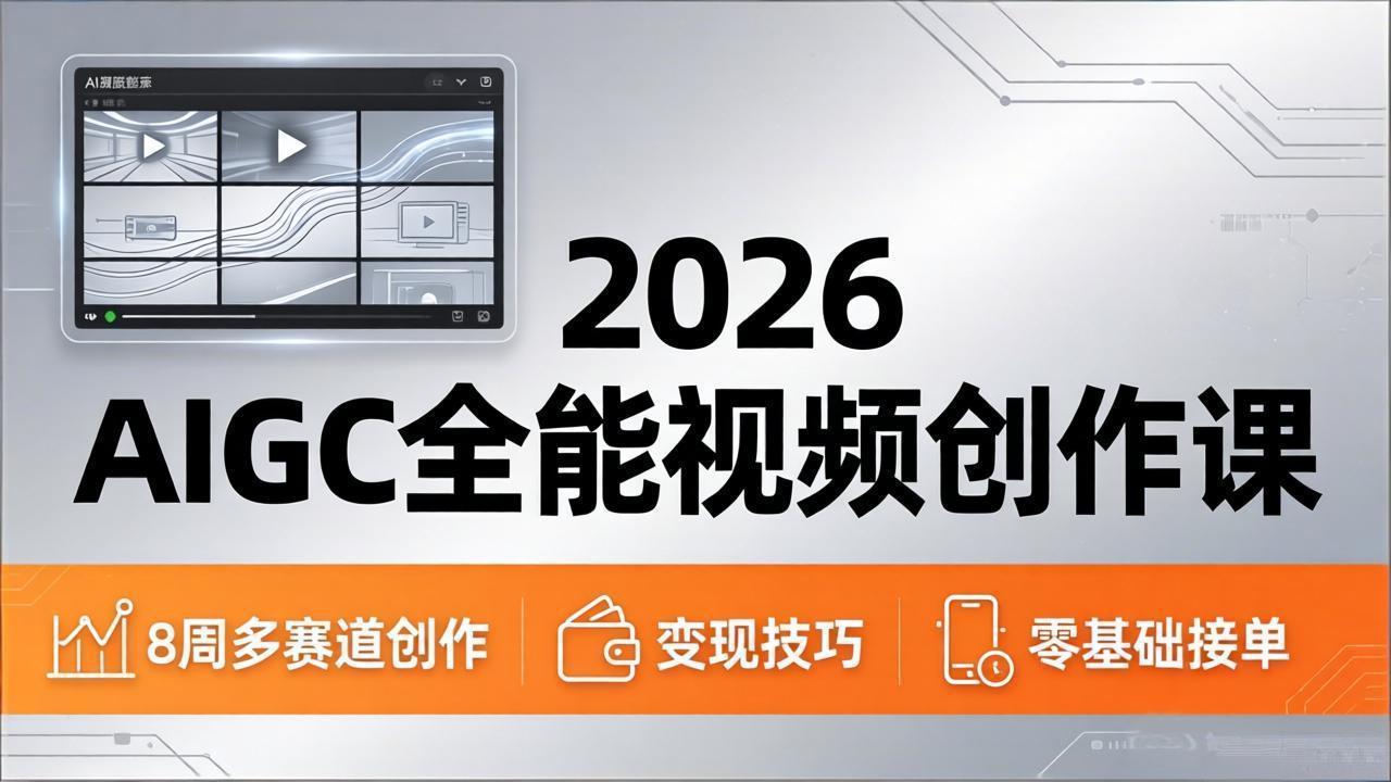 2026AIGC全能视频创作课，8周吃透多赛道创作+变现，零基础也能高效出片接单-huitchan网创