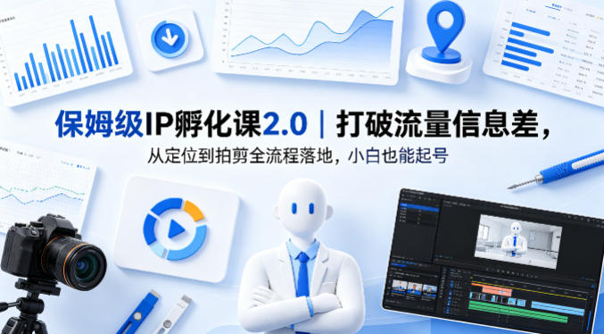 保姆级IP孵化课2.0｜打破流量信息差，从定位到拍剪全流程落地，小白也能起号-huitchan网创
