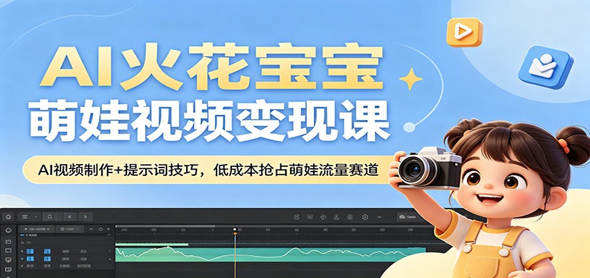 AI火花宝宝萌娃视频变现课：AI视频制作+提示词技巧，低成本抢占萌娃流量赛道-huitchan网创