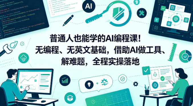 普通人也能学的AI编程课！无编程、无英文基础，借助AI做工具、解难题，全程实操落地-huitchan网创