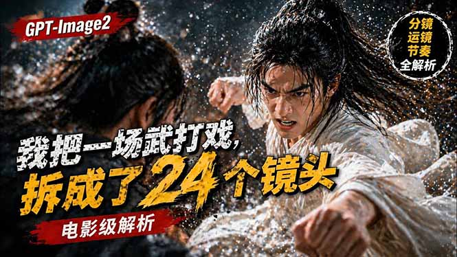用GPT-Image2，把一段武打对决拆成24个连续镜头，从人物建立、动作衔接、运镜节奏，到情绪爆发-huitchan网创