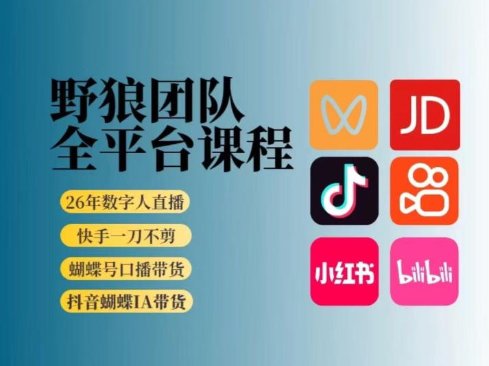 野狼团队2026新版全平台短视频带货教学，打开流量突破口，开始Ai带货(更新26年4月25日)-huitchan网创