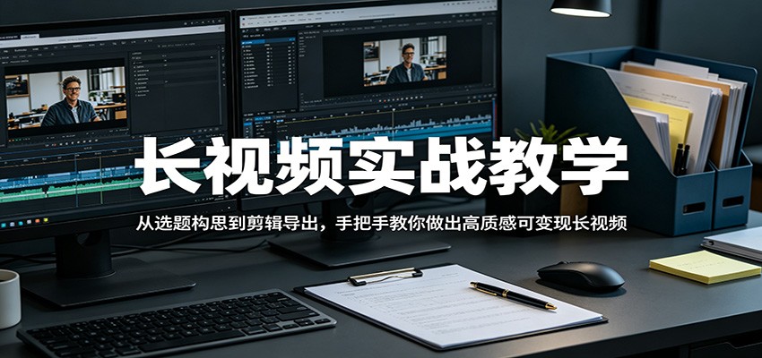 长视频实战教学，从选题构思到剪辑导出，手把手教你做出高质感可变现长视频-huitchan网创