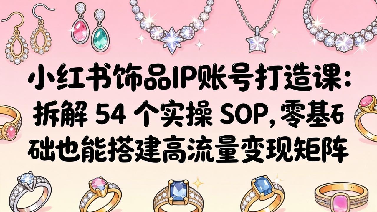 小红书饰品IP账号打造课：拆解 54 个实操 SOP，零基础也能搭建高流量变现矩阵-huitchan网创