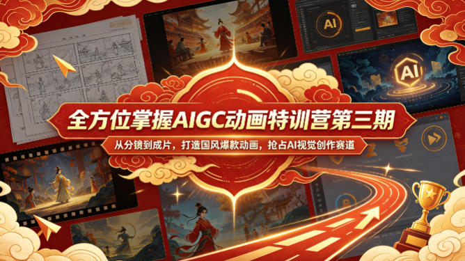 全方位掌握AIGC动画特训营第三期，从分镜到成片，打造国风爆款动画，抢占AI视觉创作赛道红利-huitchan网创