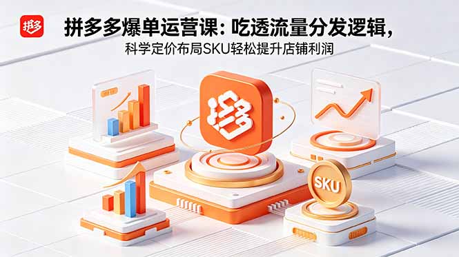 拼多多爆单运营实战课：吃透流量分发逻辑，科学定价布局SKU轻松提升店铺利润-huitchan网创