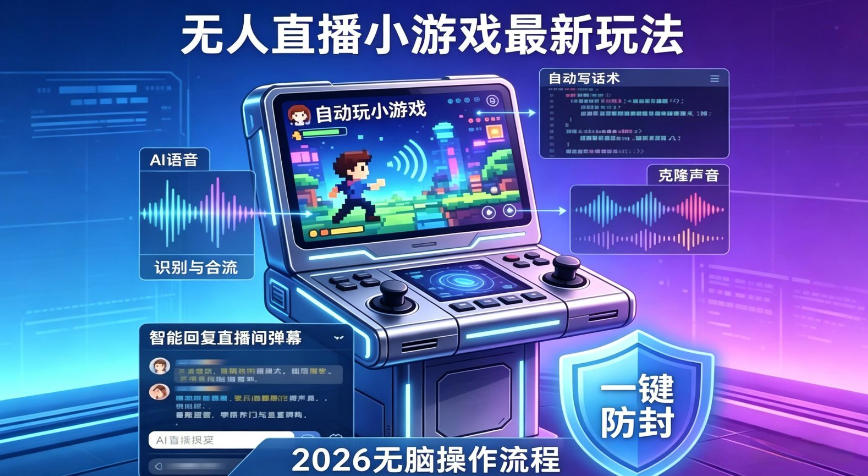 2026年AI无人直播小游戏全流程，不违规不封号，开启创业副业增收之路，小白月入1w+【揭秘】-huitchan网创