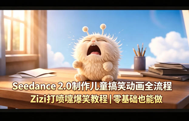 Seedance 2.0制作儿童搞笑动画全流程Zizi打喷嚏爆笑教程｜零基础也能做-huitchan网创