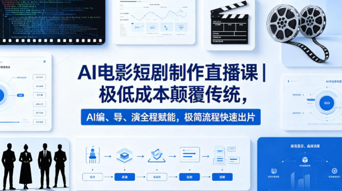 AI电影短剧制作直播课｜极低成本颠覆传统，AI编、导、演全程赋能，极简流程快速出片-huitchan网创