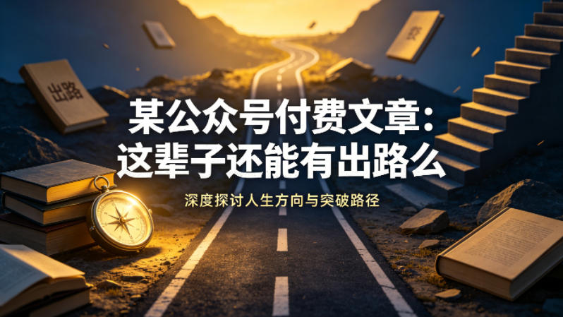 某公众号付费文章：这辈子还能有出路么-huitchan网创