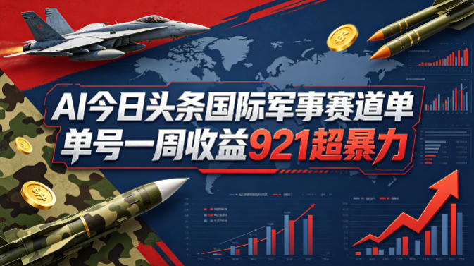 AI今日头条国际军事赛道，单号一周收益921，超暴力-huitchan网创