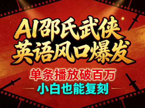 AI邵氏武侠英语风口爆发，单条播放破百万，小白也能复刻-huitchan网创