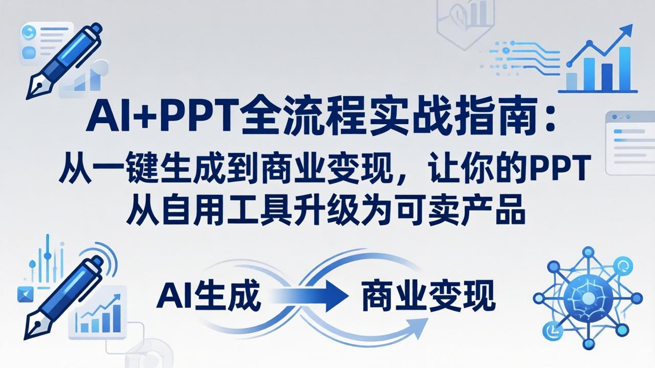 AI+PPT全流程实战指南-更新4月21：从一键生成到商业变现，让你的PPT从自用工具升级为可卖产品-huitchan网创
