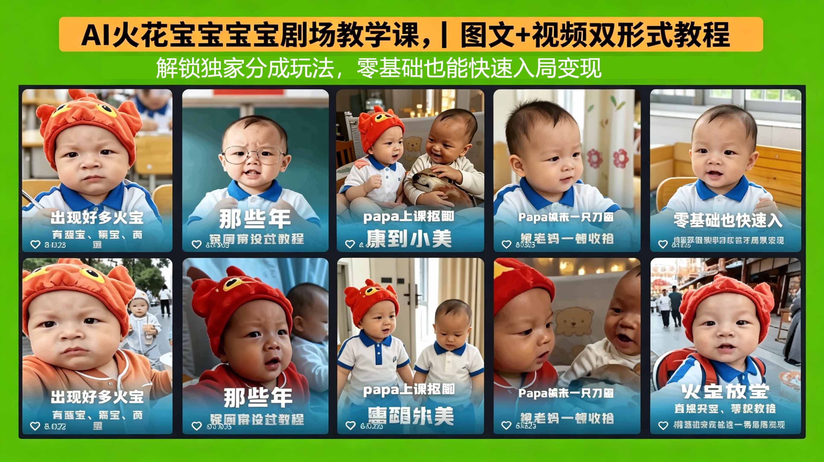 AI火花宝宝宝宝剧场教学课，图文+视频双形式教程，解锁独家分成玩法，零基础也能快速入局变现-huitchan网创