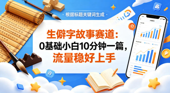 公众号流量主——生僻字故事赛道，流量稳，好上手，0基础小白也能10分钟一篇-huitchan网创