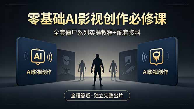 零基础AI影视创作必修课，全套僵尸系列实操教程加配套资料，全程答疑带你独立完整出片-huitchan网创