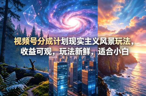 视频号分成计划现实主义风景玩法，收益可观，玩法新鲜，适合小白-huitchan网创