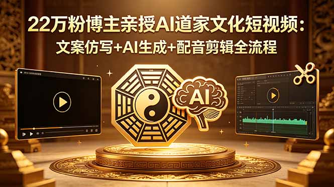 22万粉博主亲授AI道家文化短视频：文案仿写+AI生成+配音剪辑全流程-huitchan网创
