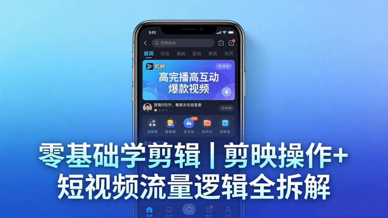 【零基础学剪辑】剪映操作+短视频流量逻辑全拆解｜手把手教你剪出高完播高互动爆款视频-huitchan网创