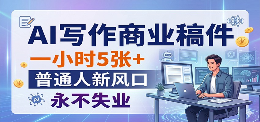 AI写作商业稿件，一小时5张+，普通人新风口，永不失业-huitchan网创