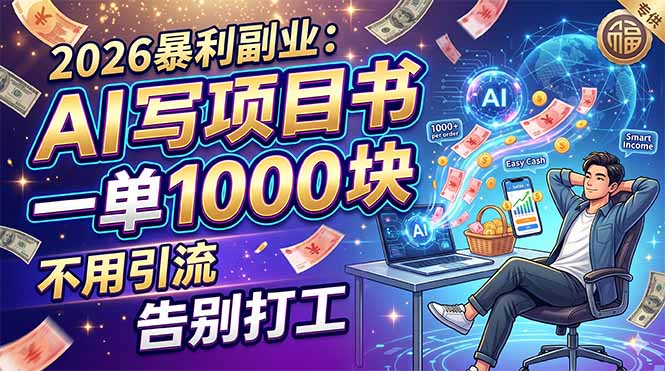2026暴利副业：AI 写项目书，一单 1000 块，不用引流，告别打工-huitchan网创