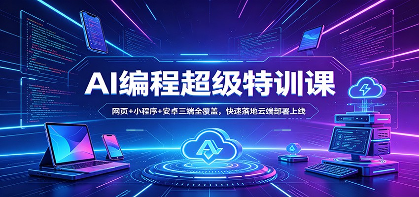 AI编程超级特训课：网页+小程序+安卓三端全覆盖，快速落地云端部署上线-huitchan网创