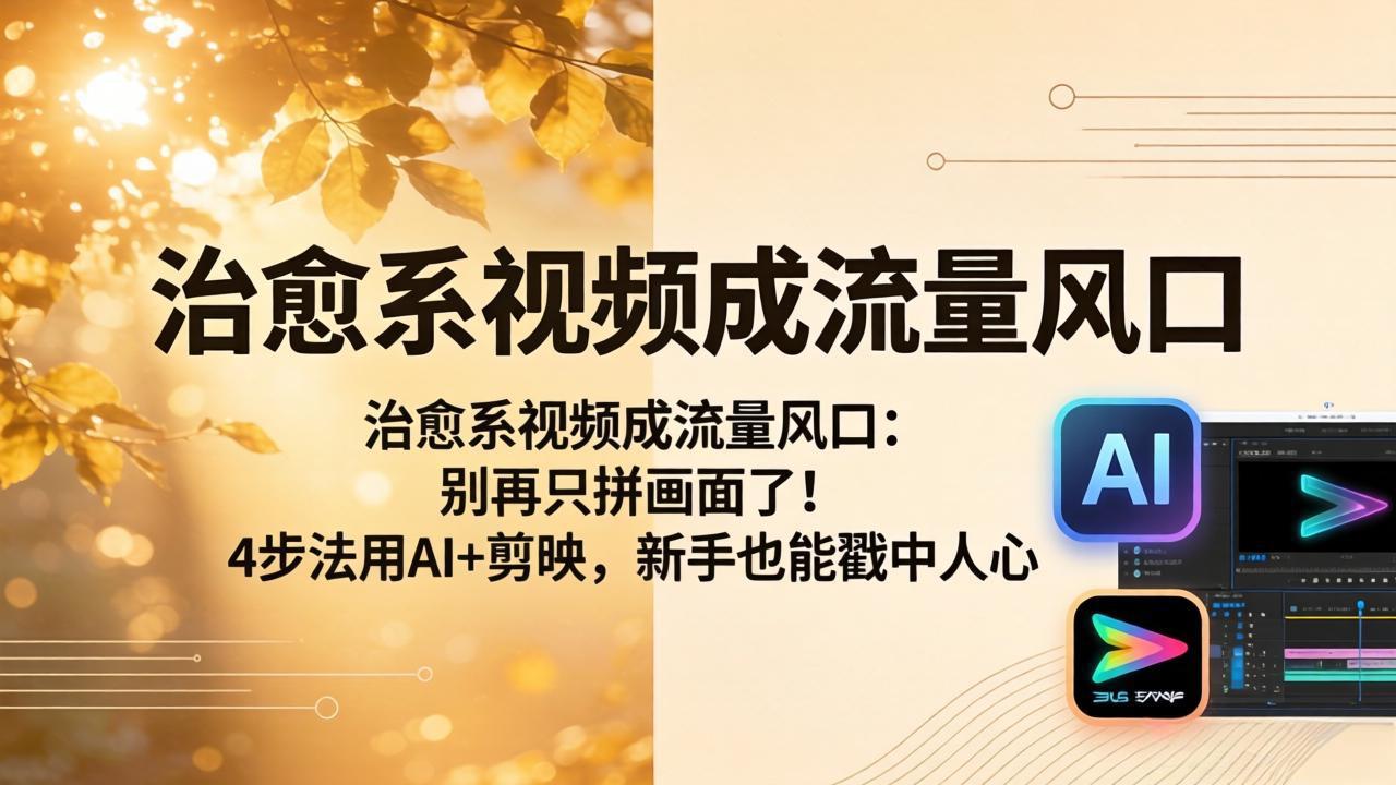 治愈系视频成流量风口：别再只拼画面了！4步法用AI+剪映，新手也能戳中人心-huitchan网创