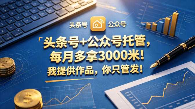 头条号+公众号托管，每月多拿3000米！我提供作品，你只管发！【揭秘】-huitchan网创