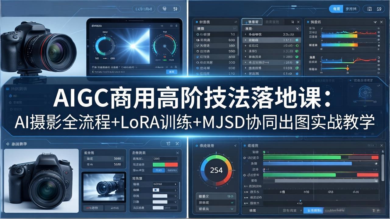 AIGC商用高阶技法落地课：AI摄影全流程+LoRA训练+MJSD协同出图实战教学-huitchan网创