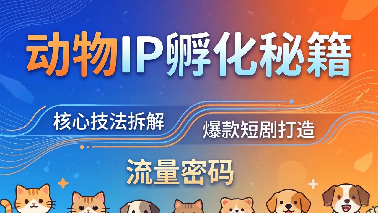 动物IP孵化全套秘籍，三大核心技法拆解，打造爆款萌宠短剧，轻松拿捏赛道流量密码-huitchan网创