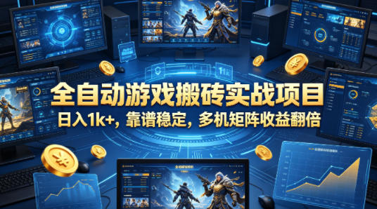 全自动游戏搬砖实战项目，日入1k+，靠谱稳定，多机矩阵收益翻倍【揭秘】-huitchan网创