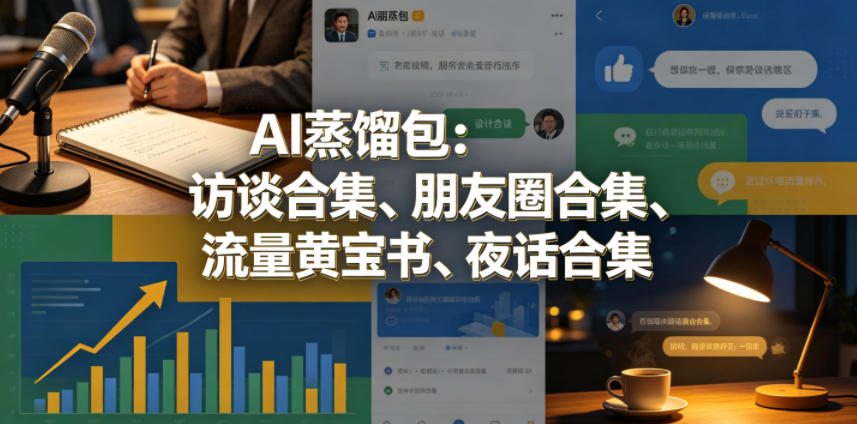 AI蒸馏包：访谈合集、朋友圈合集、流量黄宝书、夜话合集【文档】-huitchan网创