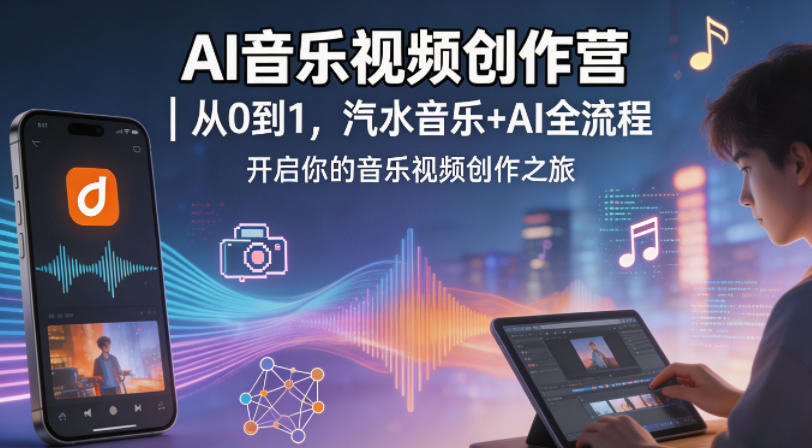 AI音乐视频创作营｜从0到1，汽水音乐+AI全流程，开启你的音乐视频创作之旅-huitchan网创