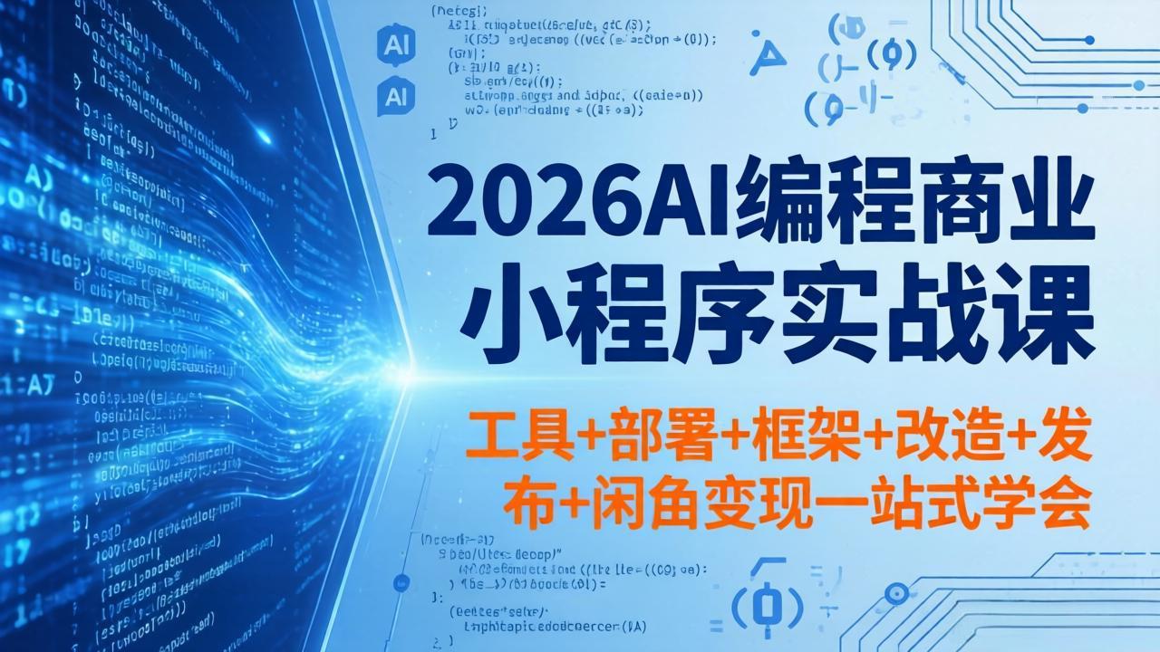 2026AI编程商业小程序实战课，工具+部署+框架+改造+发布+闲鱼变现一站式学会-huitchan网创